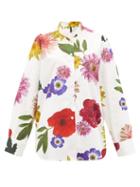 Matchesfashion.com Sara Lanzi - Floral-print Cotton-poplin Shirt - Womens - White Multi