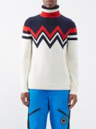 Perfect Moment - Alpine Roll-neck Merino Sweater - Mens - Navy White