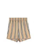 Matchesfashion.com Burberry - Marsett Icon-stripe Silk-satin Shorts - Womens - Beige Stripe