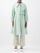 Shrimps - Oversized-collar Wool-blend Boucl Trench Coat - Womens - Light Green