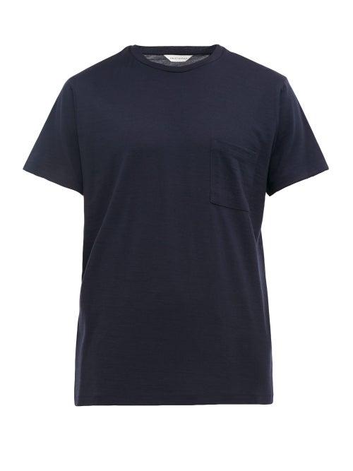Matchesfashion.com King & Tuckfield - Patch Pocket Merino Wool T Shirt - Mens - Navy