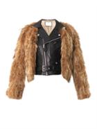 Toga Leather And Fur Biker Jacket