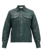 Matchesfashion.com Sfr - Matsy Faux-leather Trucker Jacket - Mens - Dark Green