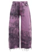 Matchesfashion.com Marques'almeida - Tie Dyed Wide Leg Jeans - Mens - Purple