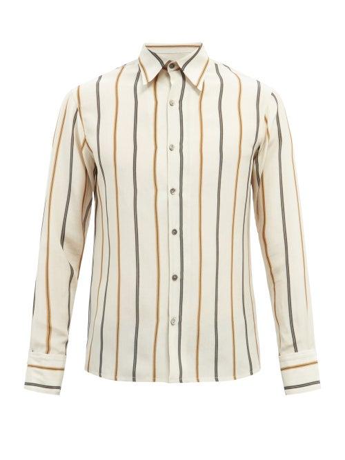 Mens Rtw 73 London - Kilim Stripe-jacquard Silk-crepe Shirt - Mens - White Multi