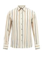 Mens Rtw 73 London - Kilim Stripe-jacquard Silk-crepe Shirt - Mens - White Multi