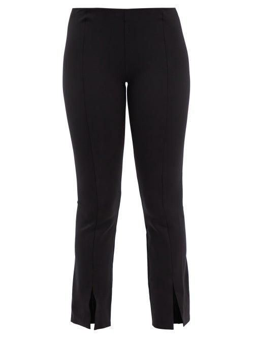 The Row - Thilde Slit-cuff Pintucked Jersey Leggings - Womens - Black