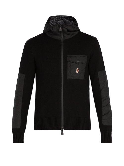 Matchesfashion.com Moncler Grenoble - Hooded Zip Through Wool Blend Jacket - Mens - Black
