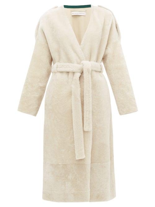 Matchesfashion.com Ins & Marchal - Genie Belted Shearling Coat - Womens - White
