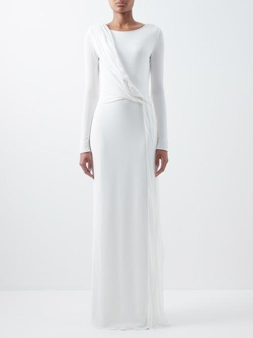 Tom Ford - Twist-front Long-sleeved Jersey Gown - Womens - White