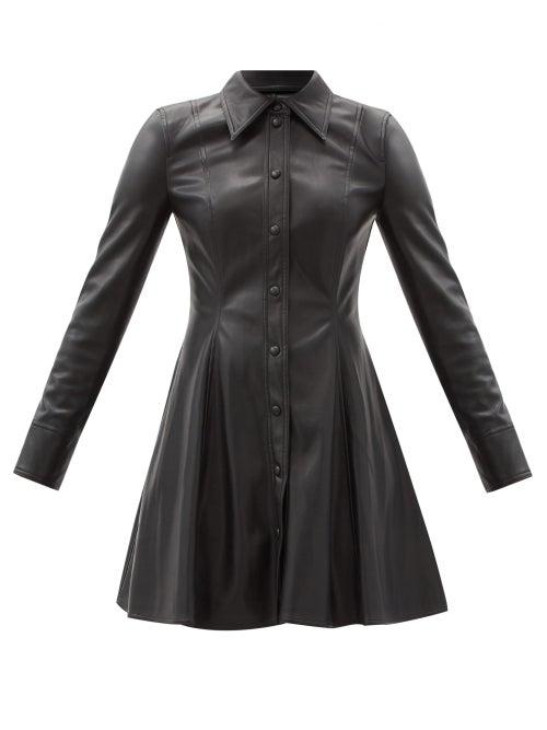 Matchesfashion.com Stand Studio - Nara Faux-leather Mini Shirt Dress - Womens - Black