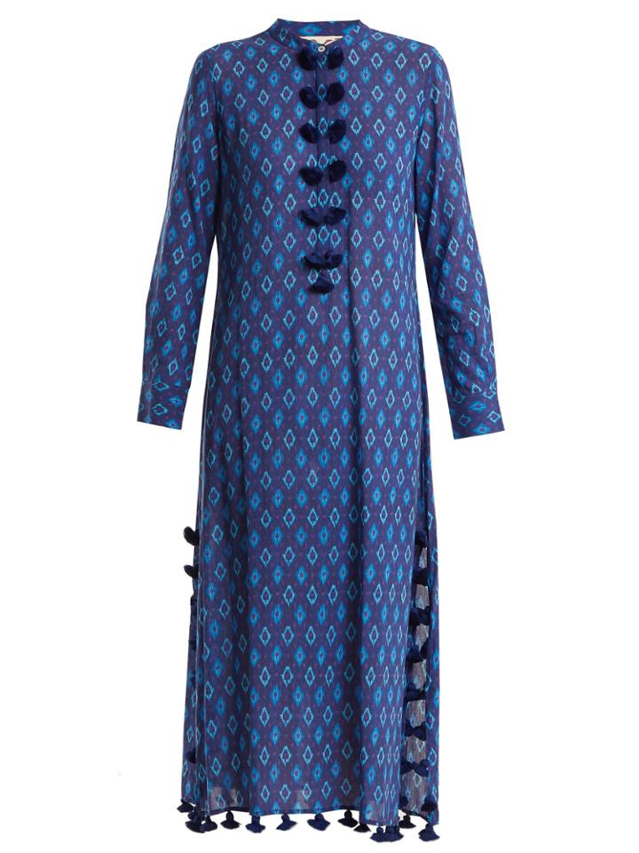 Figue Paolina Tie-dye Tassel-trimmed Cotton-blend Kaftan