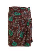 Matchesfashion.com Isabel Marant - Ruffle Floral Print Skirt - Womens - Burgundy Multi