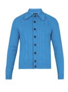 Prada Point-collar Ribbed Wool Cardigan