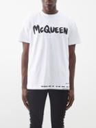 Alexander Mcqueen - Graffiti Logo-print Cotton-jersey T-shirt - Mens - White Black