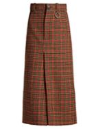 Balenciaga Wool Herringbone Checked Split-front Skirt