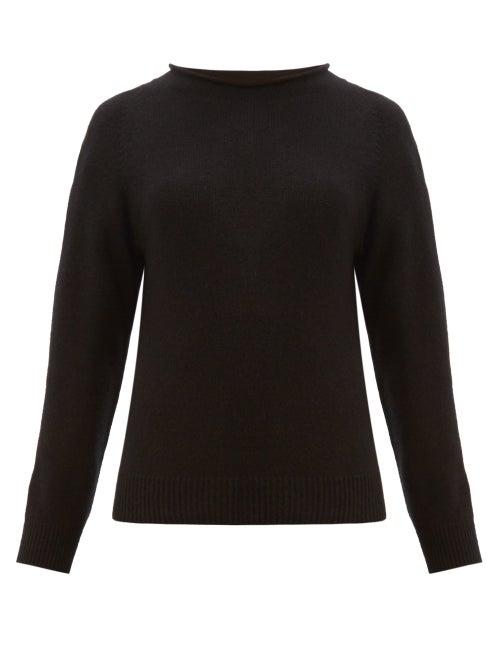 Matchesfashion.com Margaret Howell - Rolled Neckline Cotton Blend Sweater - Womens - Black