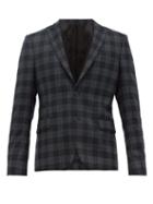 Matchesfashion.com Stella Mccartney - Bobby Checked Single Breasted Wool Blend Jacket - Mens - Blue