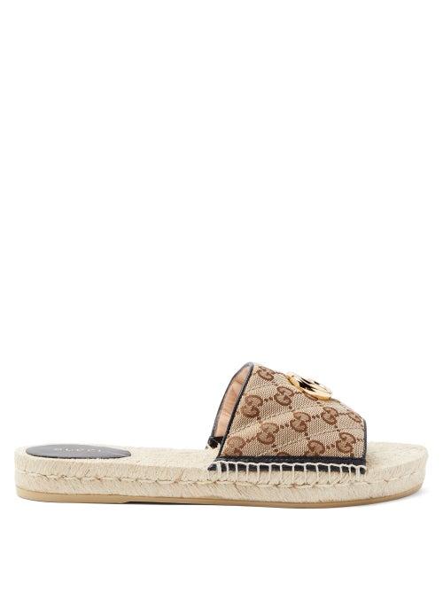 Matchesfashion.com Gucci - Gg Supreme Canvas Espadrille Slides - Womens - Beige Multi
