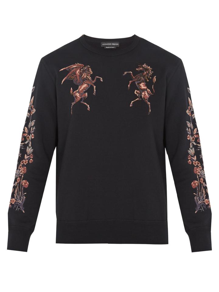 Alexander Mcqueen Embroidered Cotton-jersey Sweatshirt