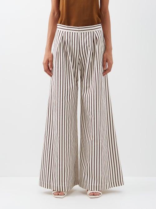 Taller Marmo - La Tormenta Striped Silk-blend Wide-leg Trousers - Womens - Ivory Multi