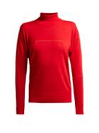Matchesfashion.com Mm6 Maison Margiela - Piped Stitch Roll Neck Sweater - Womens - Red