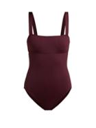Matchesfashion.com Eres - Duni Alibi Square Neck Swimsuit - Womens - Burgundy