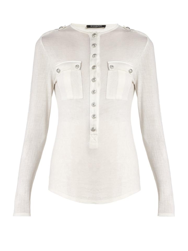 Balmain Button-down Long-sleeved Jersey Top