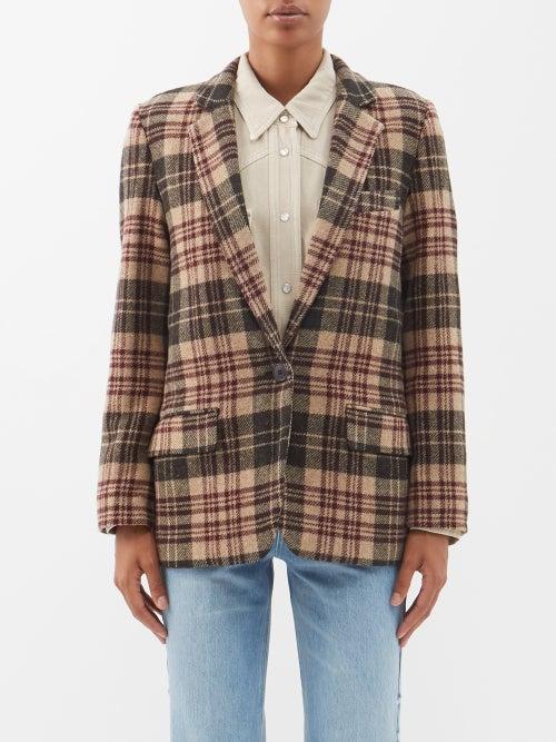 Isabel Marant Toile - Charlyne Check Wool-tweed Jacket - Womens - Burgundy
