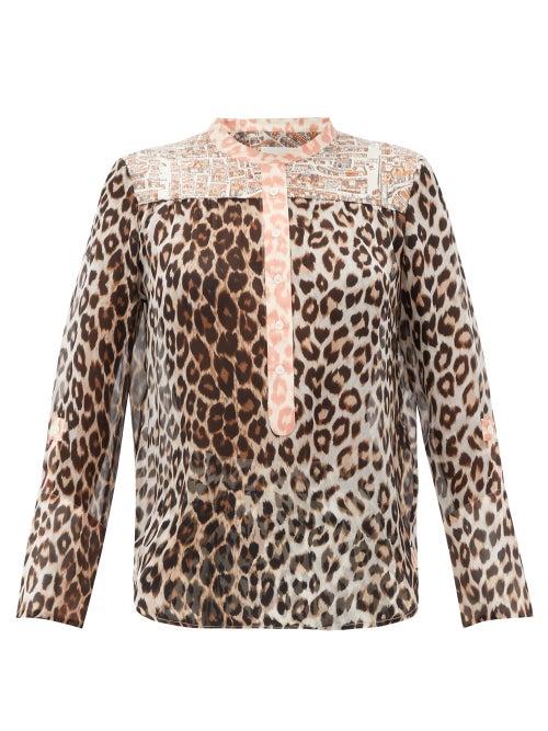 Matchesfashion.com La Prestic Ouiston - Romee Leopard-print Silk-mousseline Blouse - Womens - Leopard