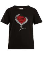Saint Laurent Snake And Heart-print Cotton Jersey T-shirt