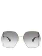 Matchesfashion.com Gucci - Oversized Square Metal Sunglasses - Womens - Gold