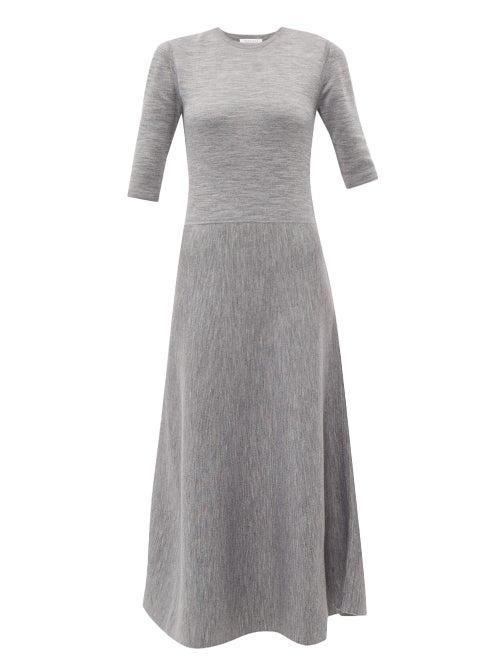 Matchesfashion.com Gabriela Hearst - Seymore Wool And Cashmere Blend Midi Dress - Womens - Light Grey