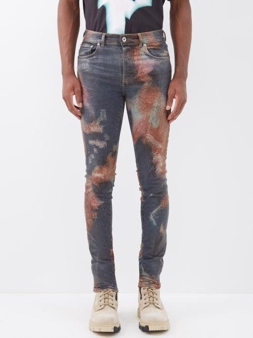 Purple Brand - Heavy Repair Bleached Distressed Skinny Jeans - Mens - Black