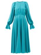 Matchesfashion.com Roksanda - Raima Gathered Crepe Midi Dress - Womens - Blue