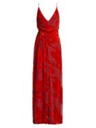 Matchesfashion.com Galvan - Rose Devor Velvet Dress - Womens - Red