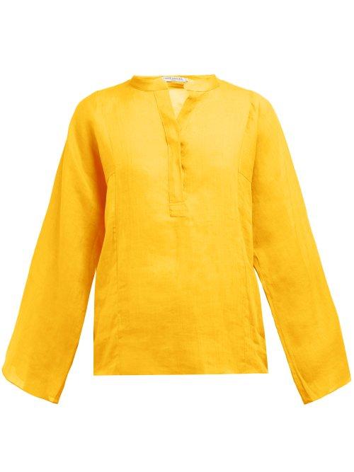 Matchesfashion.com Three Graces London - Angelique Ramie Poplin Blouse - Womens - Yellow