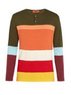 Matchesfashion.com Missoni - Henley Colour Block Long Sleeved T Shirt - Mens - Green Multi