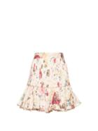 Zimmermann Mischief Floral-print Pleated Linen Skirt