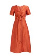 Matchesfashion.com Masscob - Regina Tie Waist Linen Blend Dress - Womens - Orange