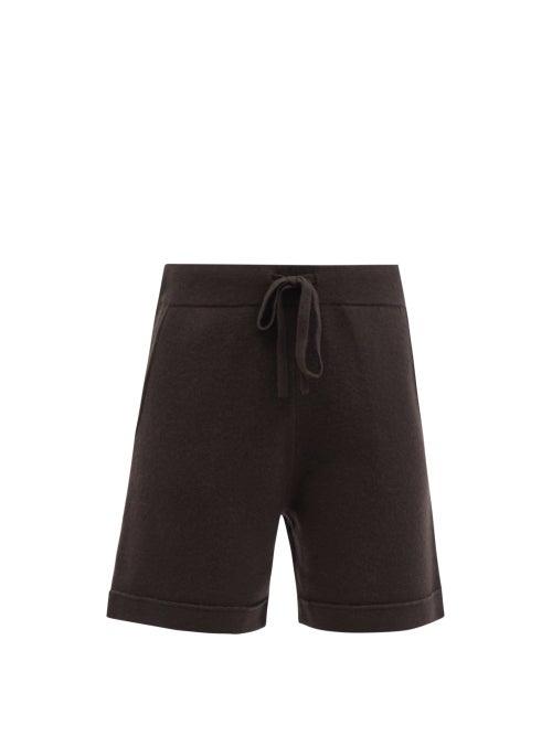 Allude - Straight-leg Knitted Wool-blend Shorts - Womens - Dark Brown