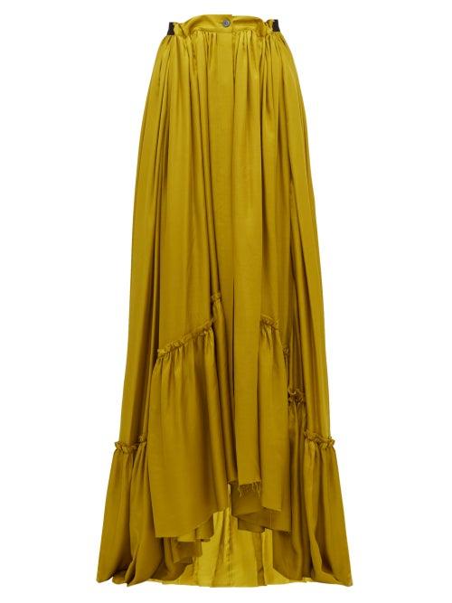 Matchesfashion.com Ann Demeulemeester - Nanette Ruffled Satin Maxi Skirt - Womens - Dark Yellow