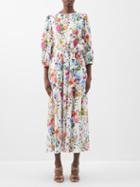 Borgo De Nor - Constance Printed Broderie-anglaise Midi Dress - Womens - Multi