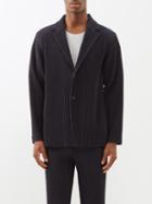 Homme Pliss Issey Miyake - Single-breasted Technical-pleated Jacket - Mens - Navy