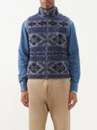 Rrl - Graphic-patterned Fleece Gilet - Mens - Blue Multi