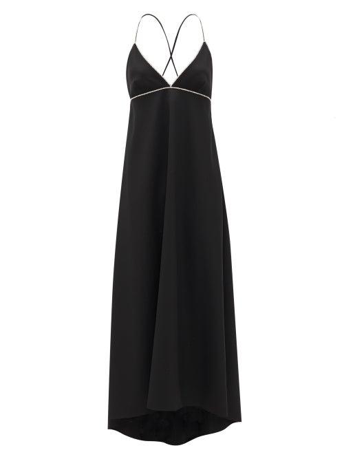Matchesfashion.com Franoise - Crystal-embellished Wool Slip Dress - Womens - Black