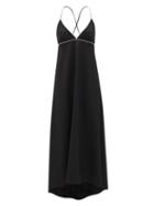 Matchesfashion.com Franoise - Crystal-embellished Wool Slip Dress - Womens - Black