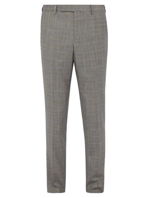 Matchesfashion.com Paul Smith - Tattersall Check Wool Trousers - Mens - Grey Multi