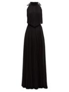 Matchesfashion.com Givenchy - Open Back Pleated Silk Chiffon Gown - Womens - Black