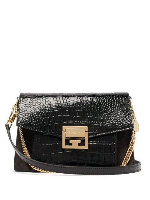 Matchesfashion.com Givenchy - Gv3 Small Crocodile Effect Leather Cross Body Bag - Womens - Black